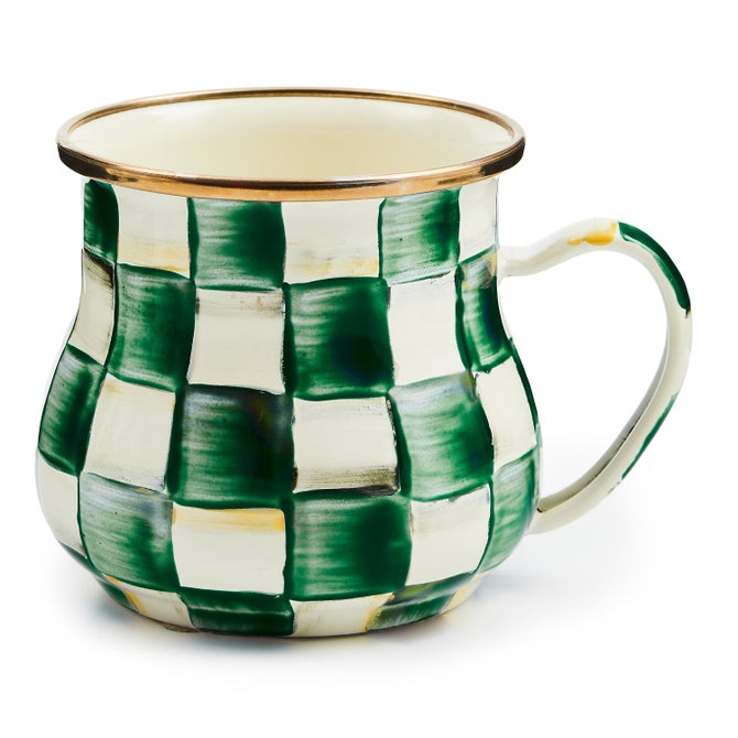 Emerald Check Enamel Mug 400ml