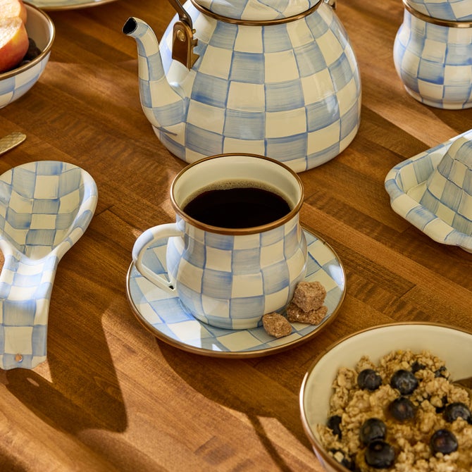Sky Check Enamel Mug 400ml