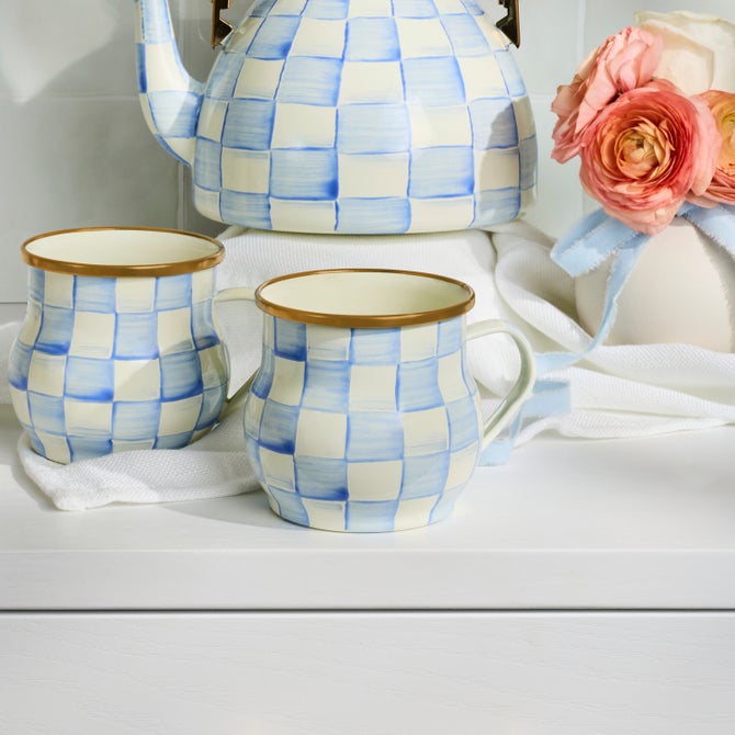 Sky Check Enamel Mug 400ml
