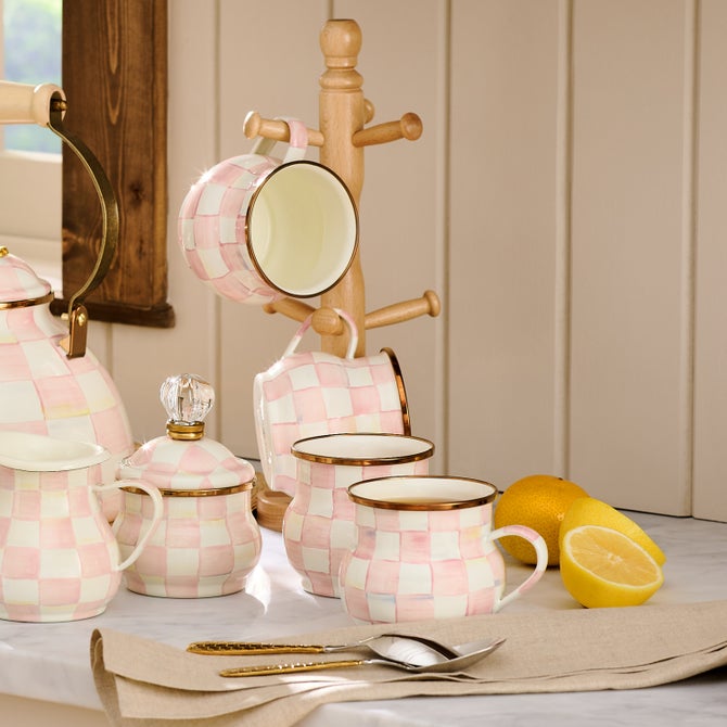Rosy Check Enamel Mug 400ml