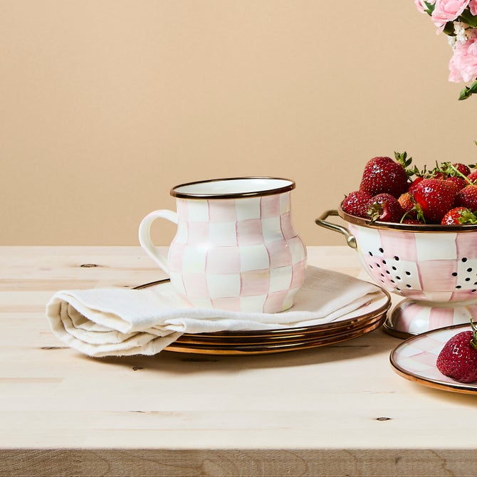 Rosy Check Enamel Mug 400ml