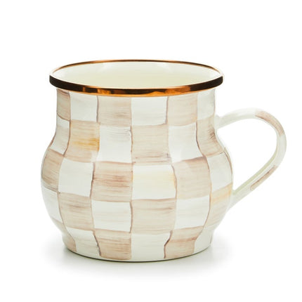 Mocha Check Enamel Mug 400ml