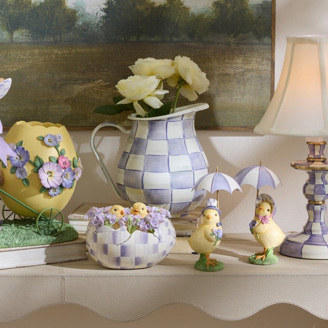 Violet Check Pitcher