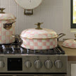 Rosy Check Enamel Casserole