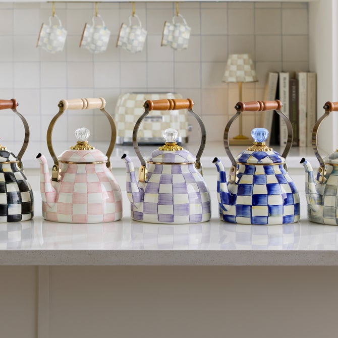 Violet Check Tea Kettle