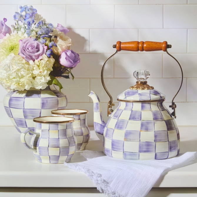 Violet Check Tea Kettle