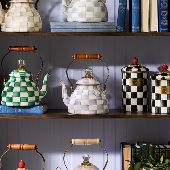 Violet Check Tea Kettle