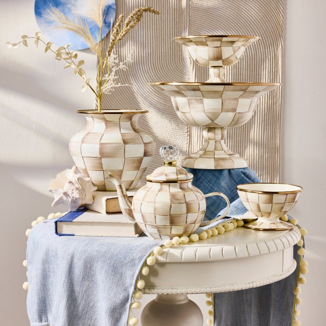 Mocha Check 4 Cup Teapot