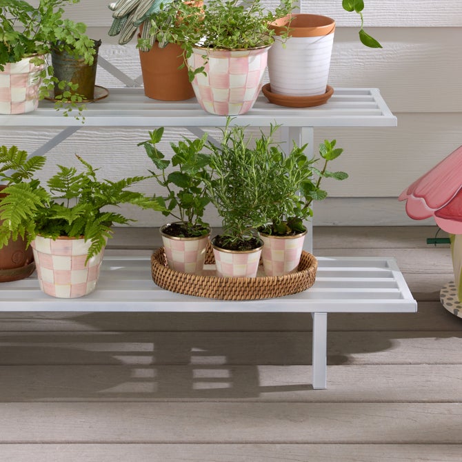 Rosy Check Herb Pots / Cutlery Storage Holders, Set of 3