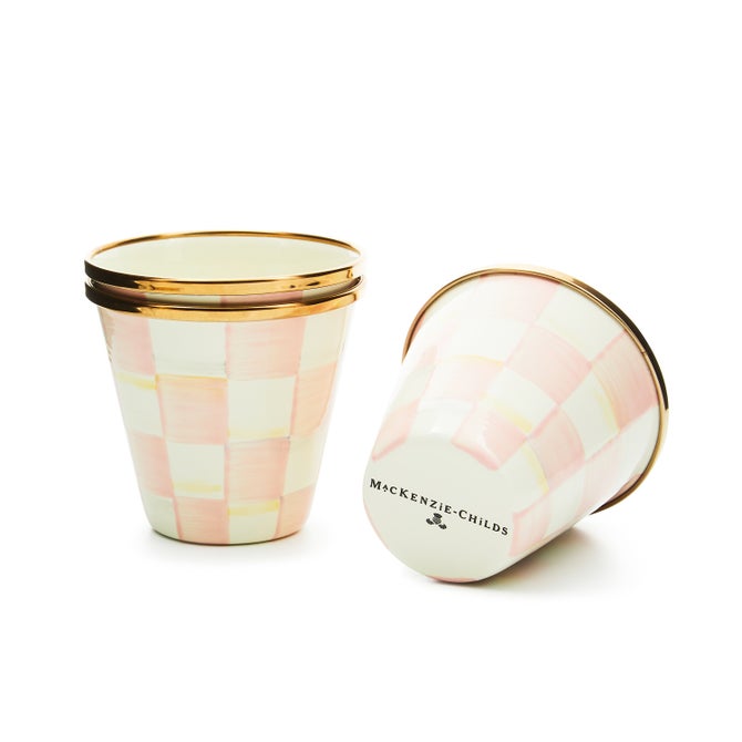Rosy Check Herb Pots / Cutlery Storage Holders, Set of 3