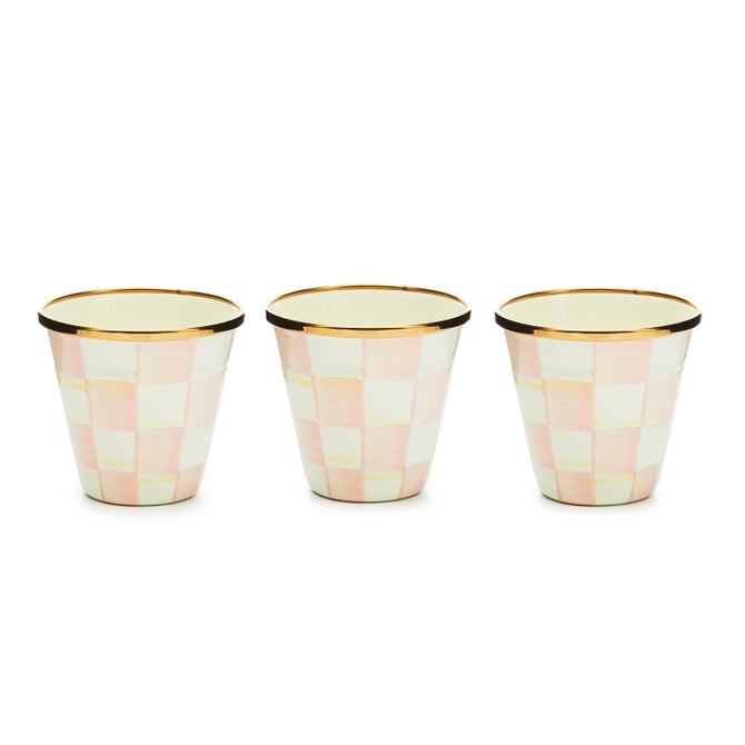 Rosy Check Herb Pots / Cutlery Storage Holders, Set of 3