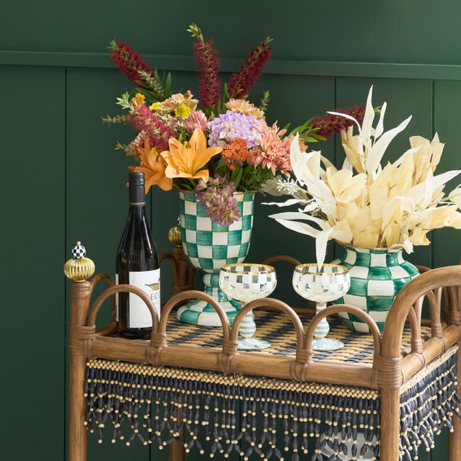 Emerald Check Pedestal Vase 26cm