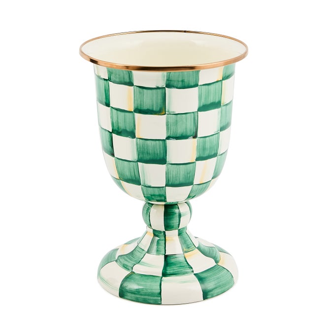Emerald Check Pedestal Vase 26cm