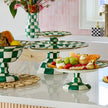Emerald Check Pedestal Platter