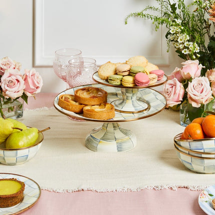 Sterling Check Pedestal Platter
