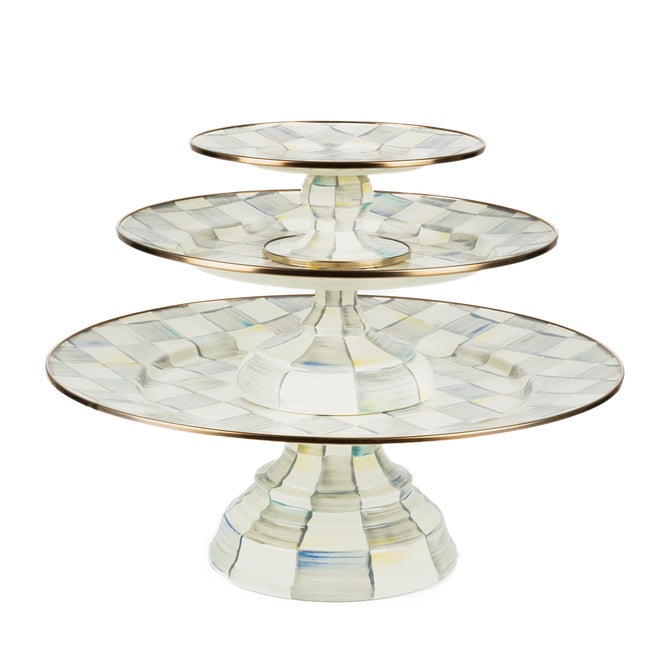 Sterling Check Pedestal Platter
