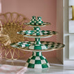 Emerald Check Pedestal Platter