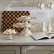 Mocha Check Pedestal Platter
