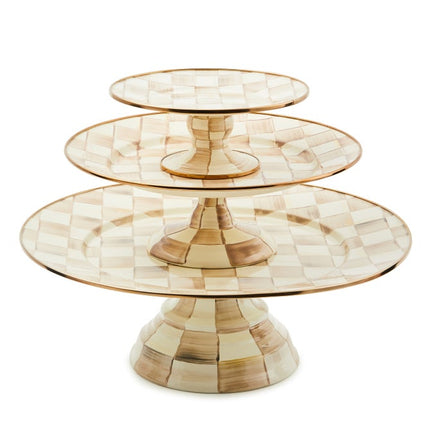 Mocha Check Pedestal Platter