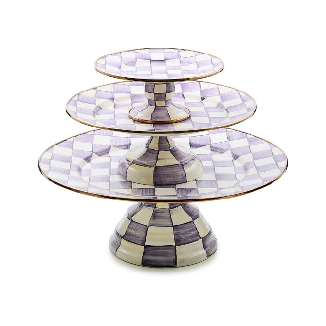 Violet Check Enamel Mug 400ml