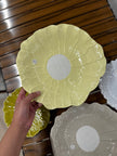 Pastel Plate Petals Deep Serving Dish 30cm (Soft Beige, Sunflower Yellow, Ruby Berry)