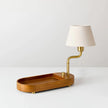 Swivel Accent Table Lamp with Mid Tone Wood Tray