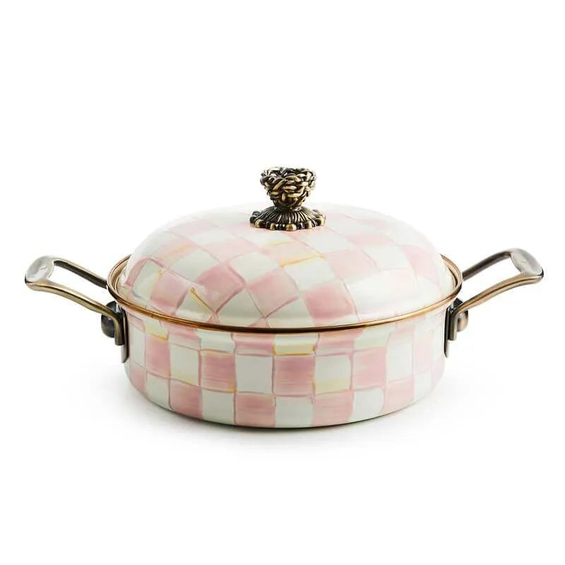 Rosy Check Enamel Casserole