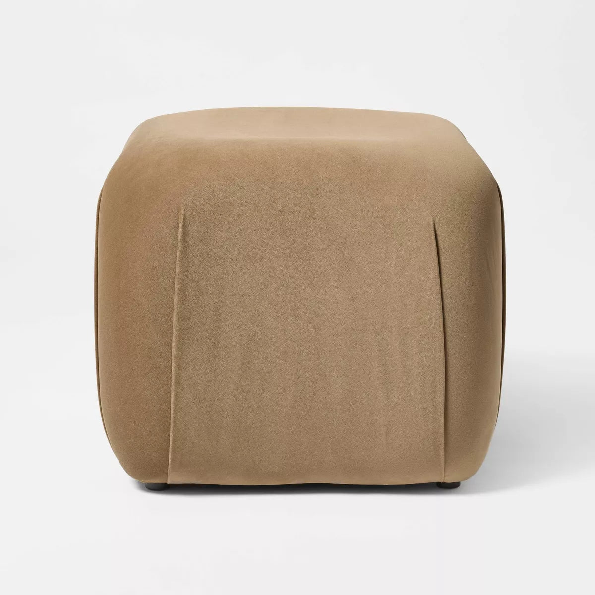 Square Velvet Ottoman Tan