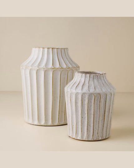 Reagan Ribbed White Vase (LARGE)