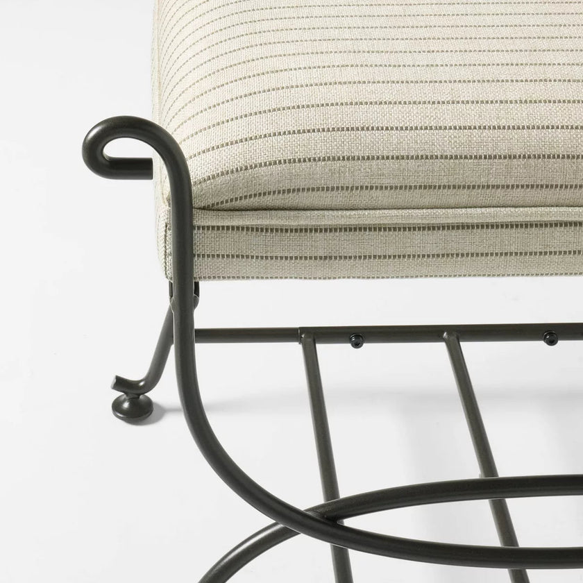 Metal Bench Brown Metal Performance Stripe Fabric Brown Metal
