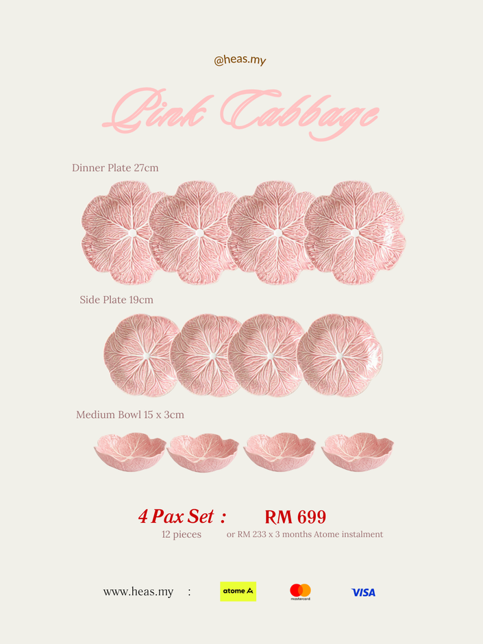 Pink Cabbage 4 Pax Set (12 Pieces)