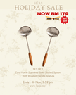 COMBO DEAL Set of 2 Stainless Steel Slotted Spoon With Wooden Handle Spatula