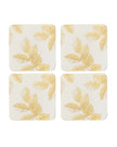 Eteched Leaves Coasters Set - Light Grey/Cream