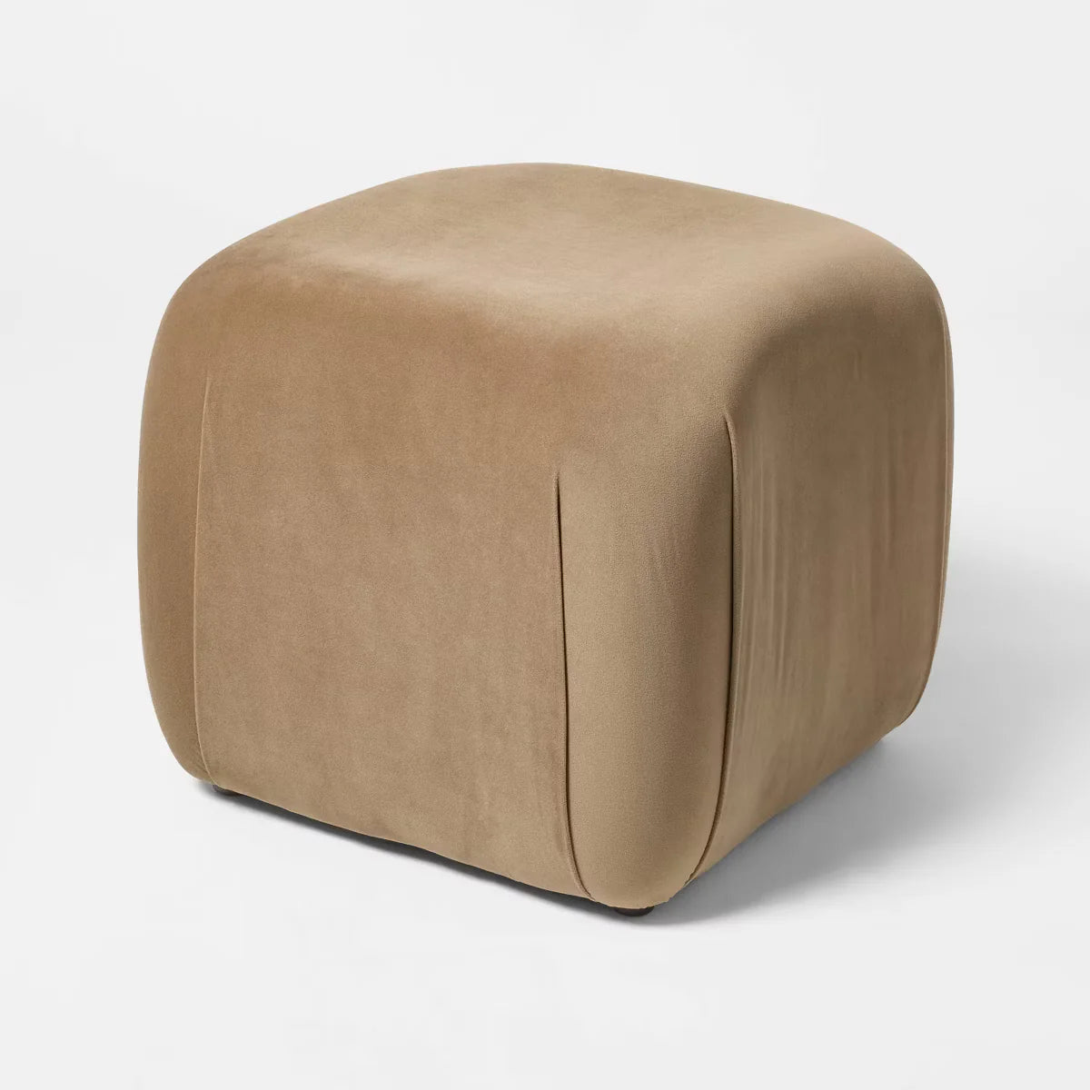 Square Velvet Ottoman Tan