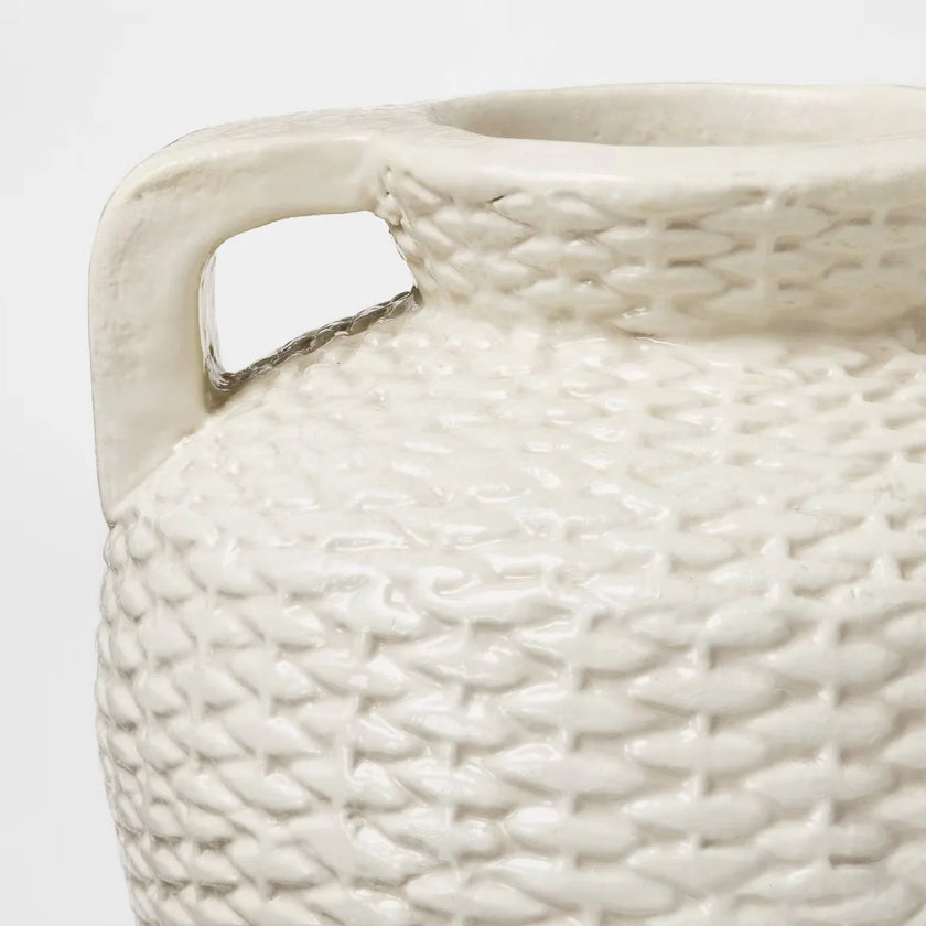Woven Texture Ceramic Vase Cream