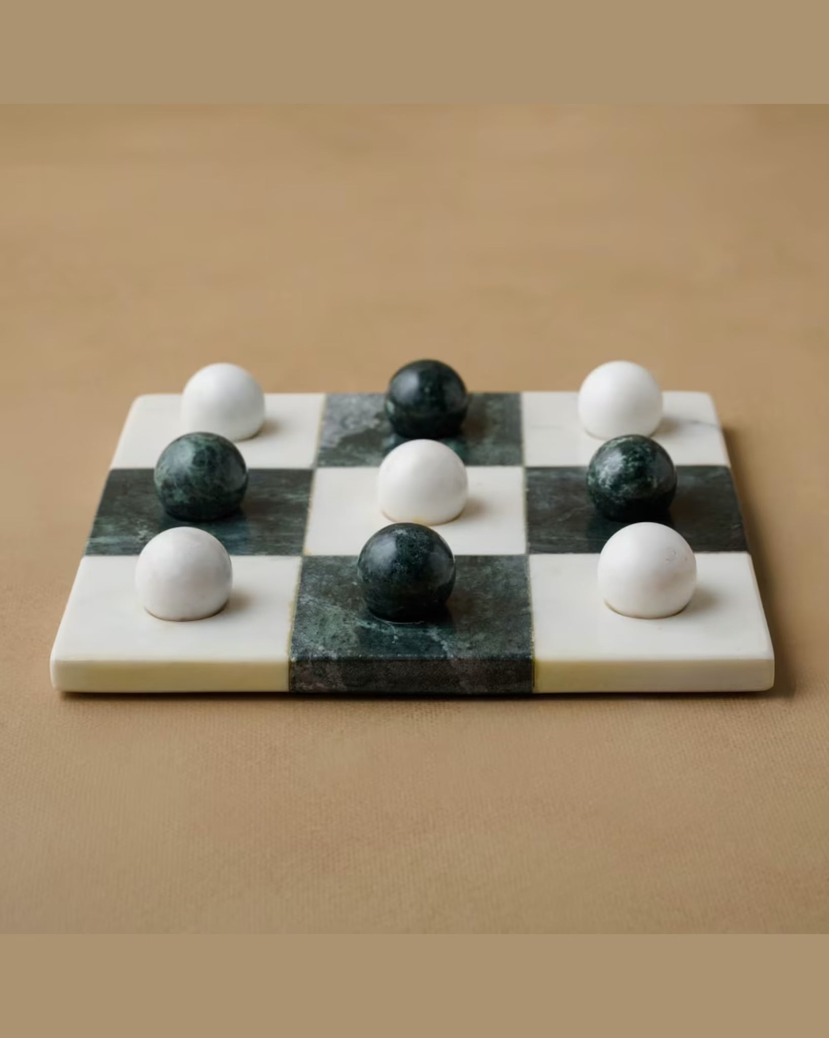 Green and White Marble Tic Tac Toe