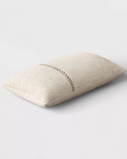 Oversized Stitched Lumbar Throw Pillow Neutral