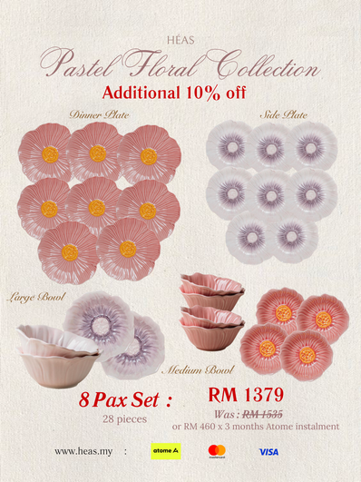Pastel Floral Dinnerware MIX COLOURS (8 Pax Set – 28 pieces)