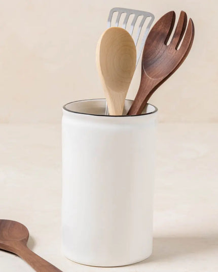 Black Rim Ceramic Utensil Holder