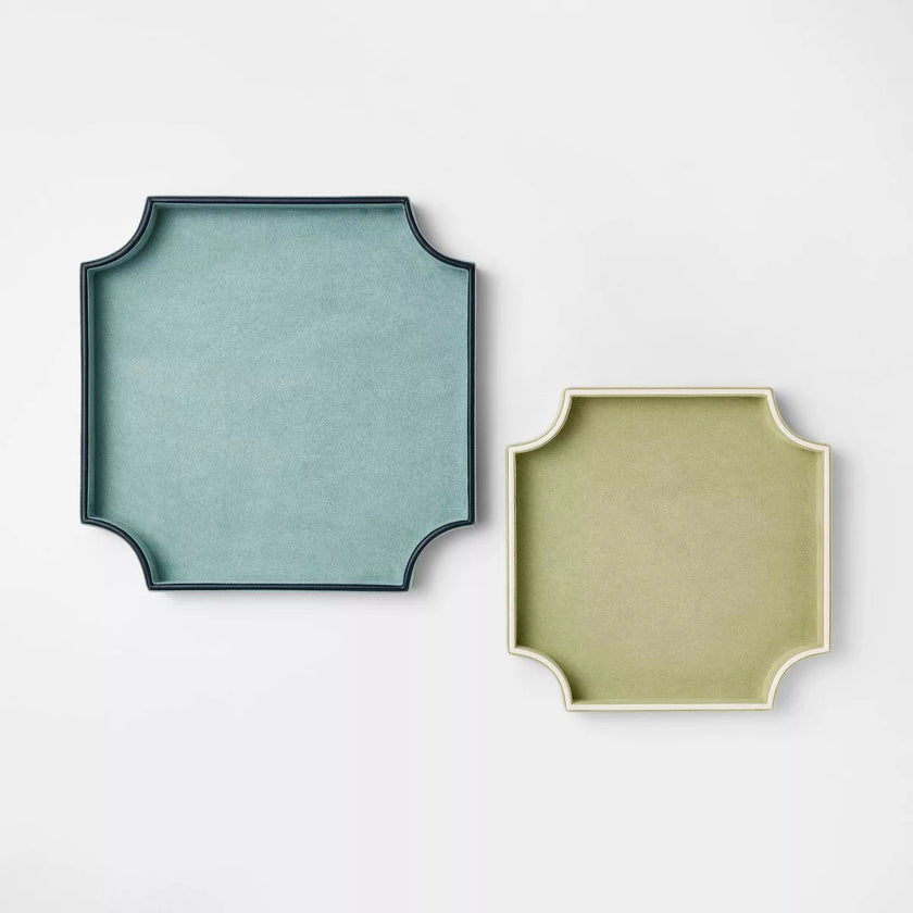 Set of 2 Faux Suede Trays
