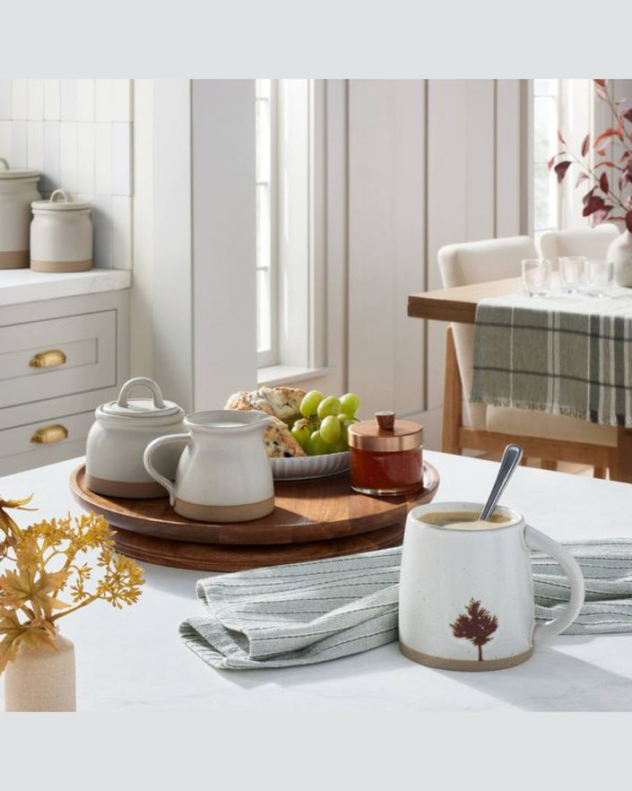 10oz Stoneware Crock Sugar Cellar Warm Gray/Clay and 9oz Mini Stoneware Crock Creamer Warm Gray/Clay