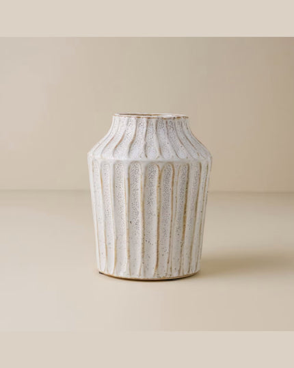 Reagan Ribbed White Vase (LARGE)