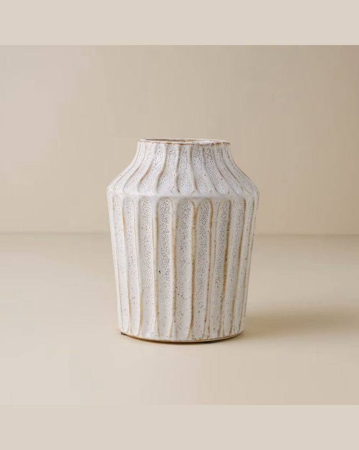Reagan Ribbed White Vase (LARGE)