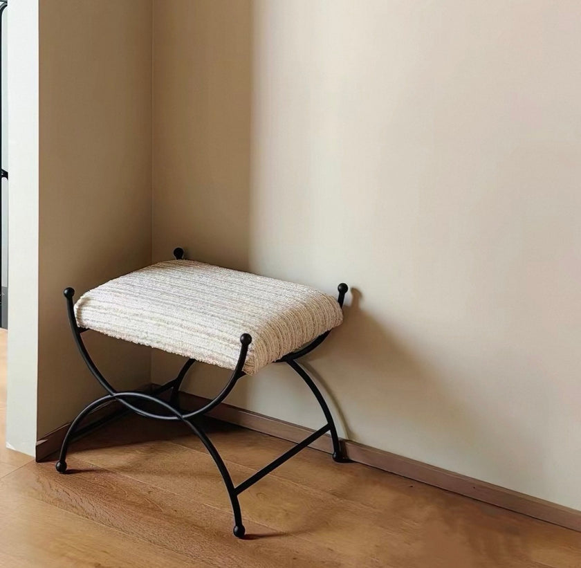 French Vintage Celeste Bench Ottoman Stool