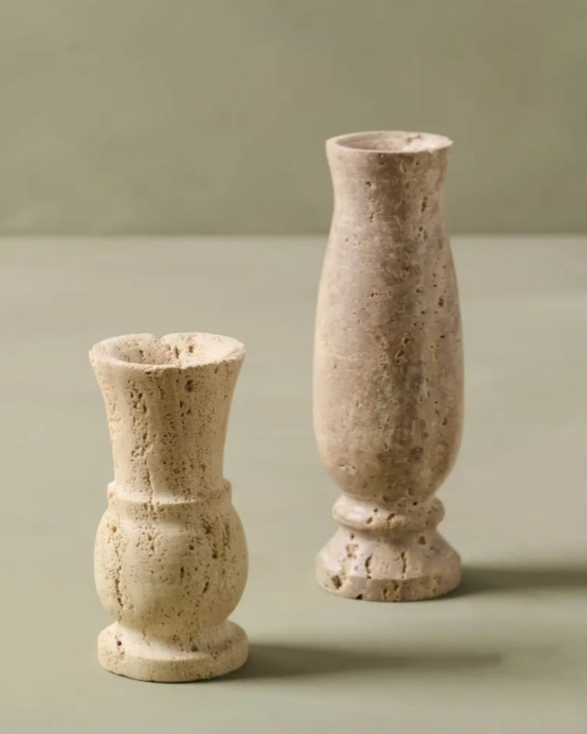 Distressed Travertine Bud Vase