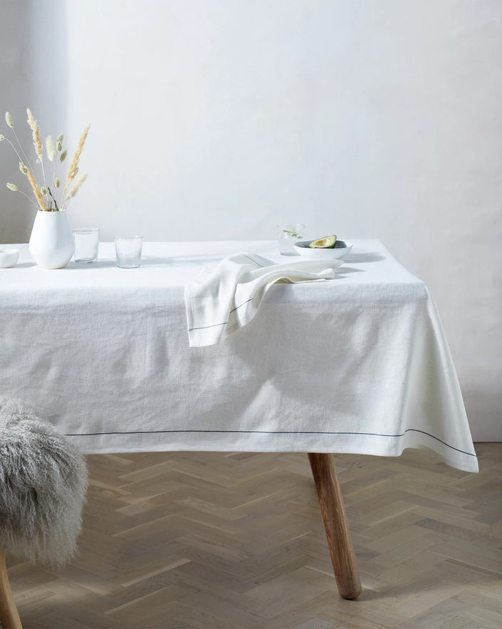 White Tablecloth with Border