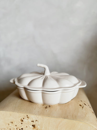Pumpkin Serving Dish Matte Cream