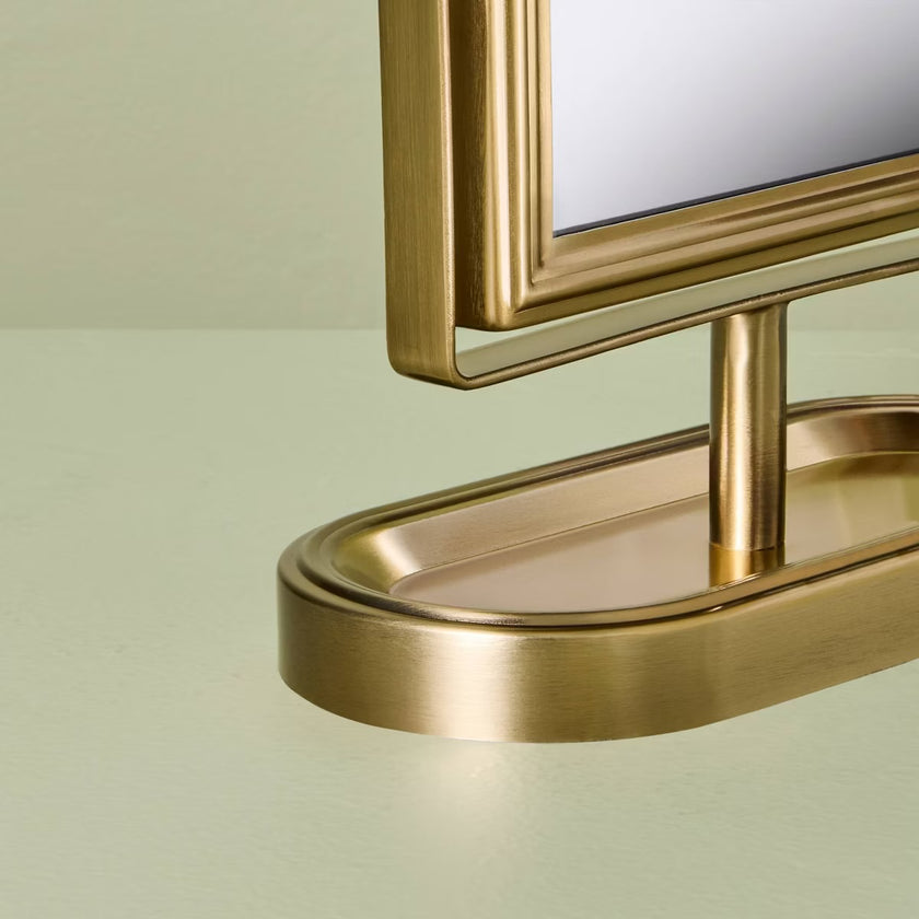 Arch Vanity Mirror with Tray Brass Finish