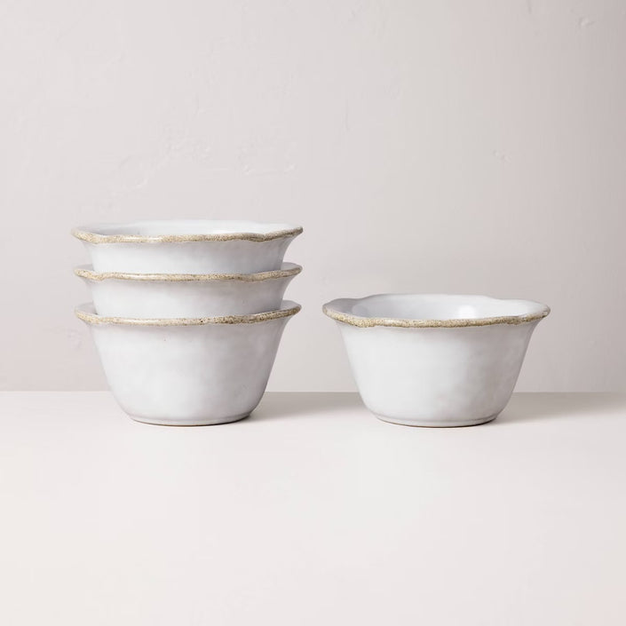 Set of 4 Carved Edge Mini Bowls