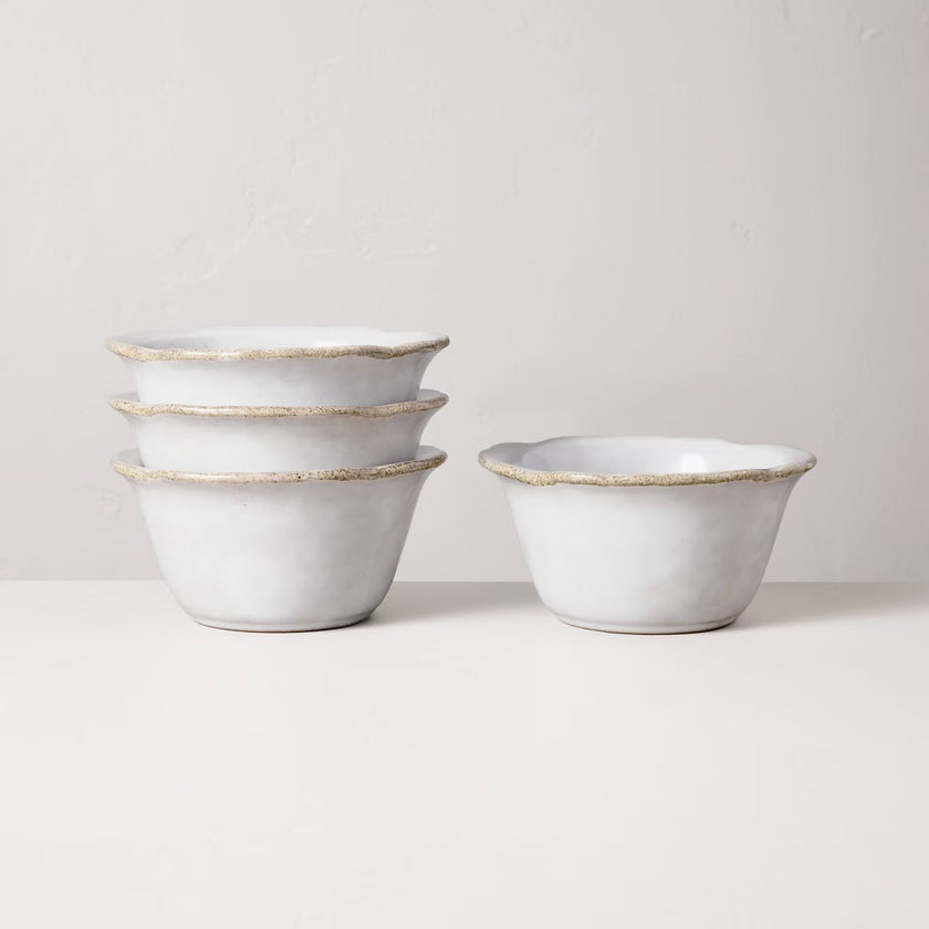 Set of 4 Carved Edge Mini Bowls